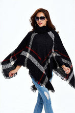 Plaid Turtleneck Poncho Sweater - GG Classy Boutique 