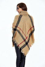 Plaid Turtleneck Poncho Sweater - GG Classy Boutique 