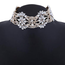 Vintage Big Crystal Flowers Collar Choker Necklace - GG Classy Boutique 