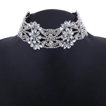 Vintage Big Crystal Flowers Collar Choker Necklace - GG Classy Boutique 