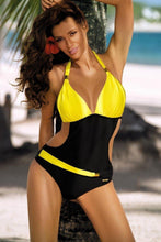 One Piece Two Tone Swimsuit Backless Bandage - GG Classy Boutique 