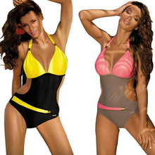 One Piece Two Tone Swimsuit Backless Bandage - GG Classy Boutique 