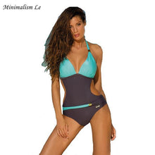 One Piece Two Tone Swimsuit Backless Bandage - GG Classy Boutique 