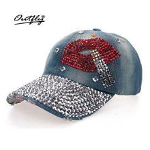Diamond Rhinestones Denim Snap Back Baseball Cap - GG Classy Boutique 