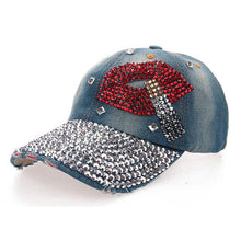 Diamond Rhinestones Denim Snap Back Baseball Cap - GG Classy Boutique 